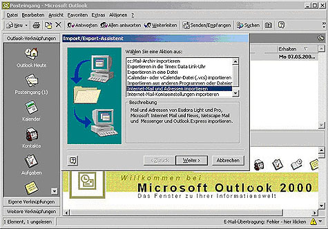 Import und Export in Outlook Express