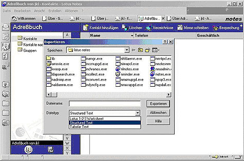 Export in Lotus Notes