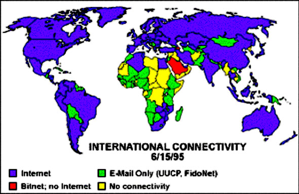 Die Ausbreitung des Internets 1995