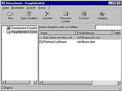 Adressbuch in Outlook Express