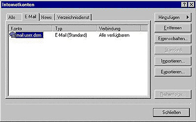 Verwaltung der Konten in Outlook Express